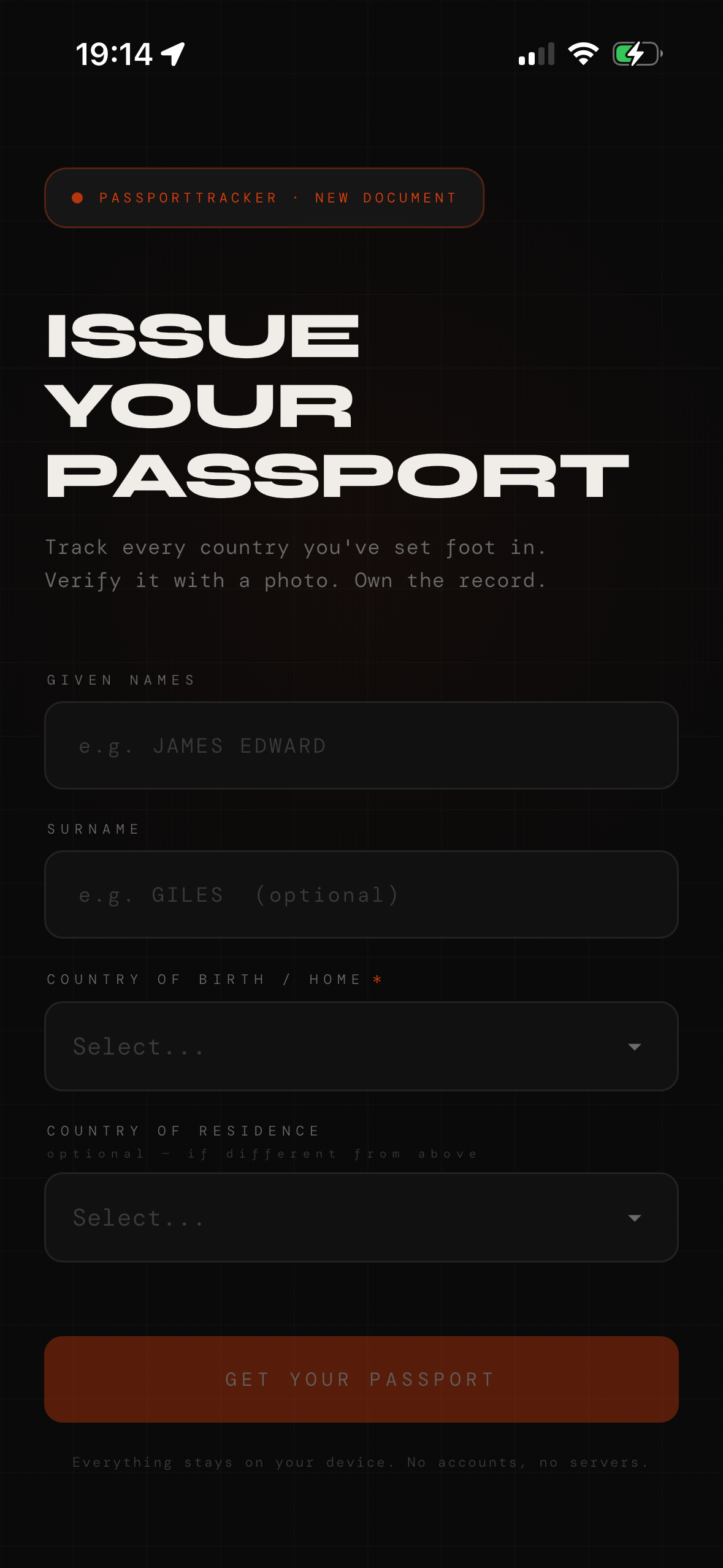 Passport issuance onboarding